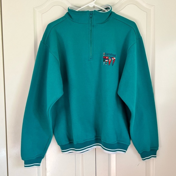 carnival Tops - Carnival Vintage Quarter-Zip Sweatshirt.  Size S-M. Teal in Color. LIKE NEW